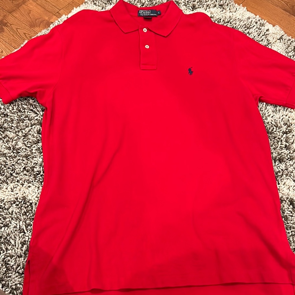 Mens Polo Ralph Lauren Red Collared Shirt